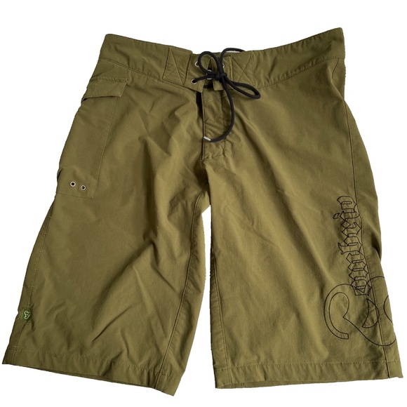 Sombrio Shorts Mountain Bike Size L 1 Pocket Green Long Leg Short Fly Lace Up - Picture 1 of 8